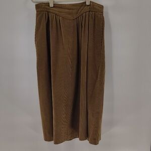 The Villager Midi Skirt Size 16 Vintage Tan Brown Corduroy 60s-70s